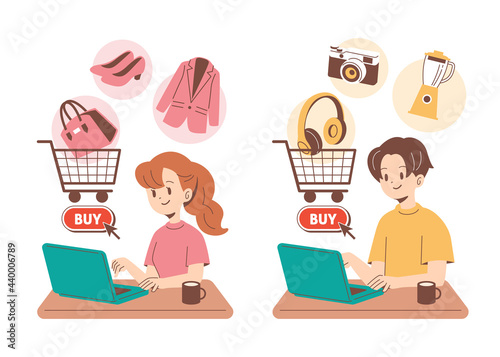 ネットショッピングをする人物