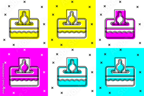 Set Donate or pay your zakat as muslim obligatory icon isolated on color background. Muslim charity or alms in ramadan kareem before eid al-fir. Vector