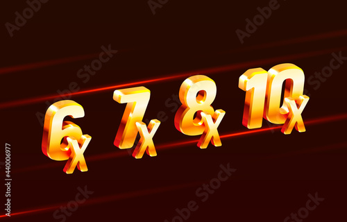 Bonus 6x, 7x, 8x, 10x prize winner, big jackpot game, casino sign set. Vector