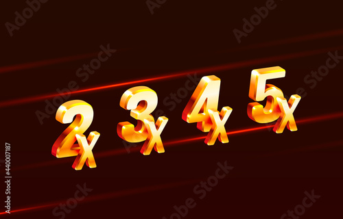 Bonus 2x, 3x, 4x, 5x prize winner, big jackpot game, casino sign set. Vector