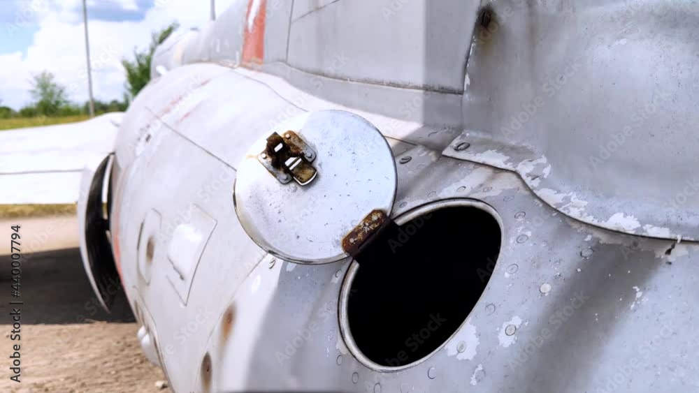 The tail of an aircraft that has collapsed from time to time or from an ...