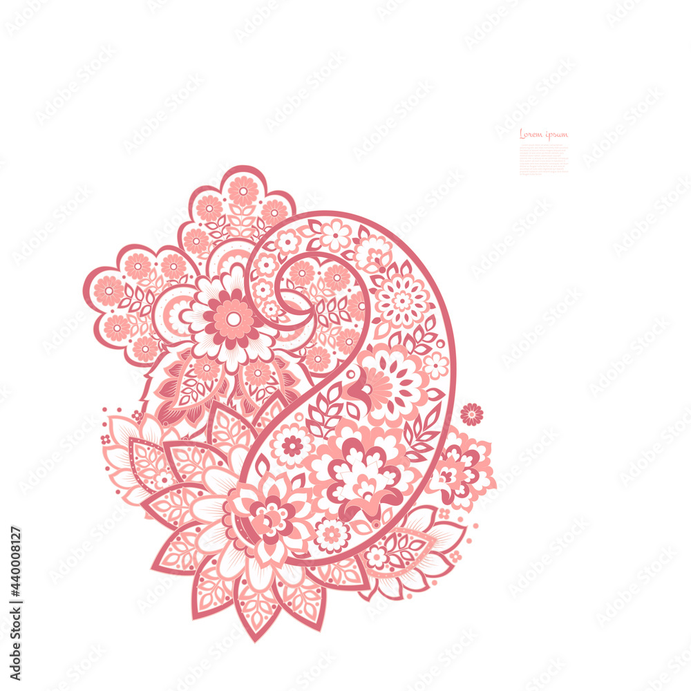 Paisley vector isolated pattern. Vintage floral illustration in batik style