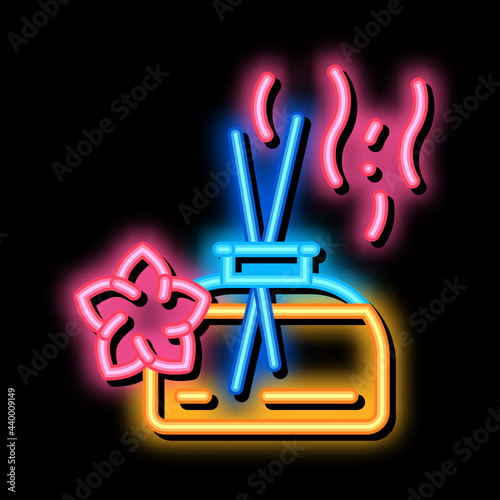 aroma odor parfume stick neon light sign vector. Glowing bright icon aroma odor parfume stick sign. transparent symbol illustration