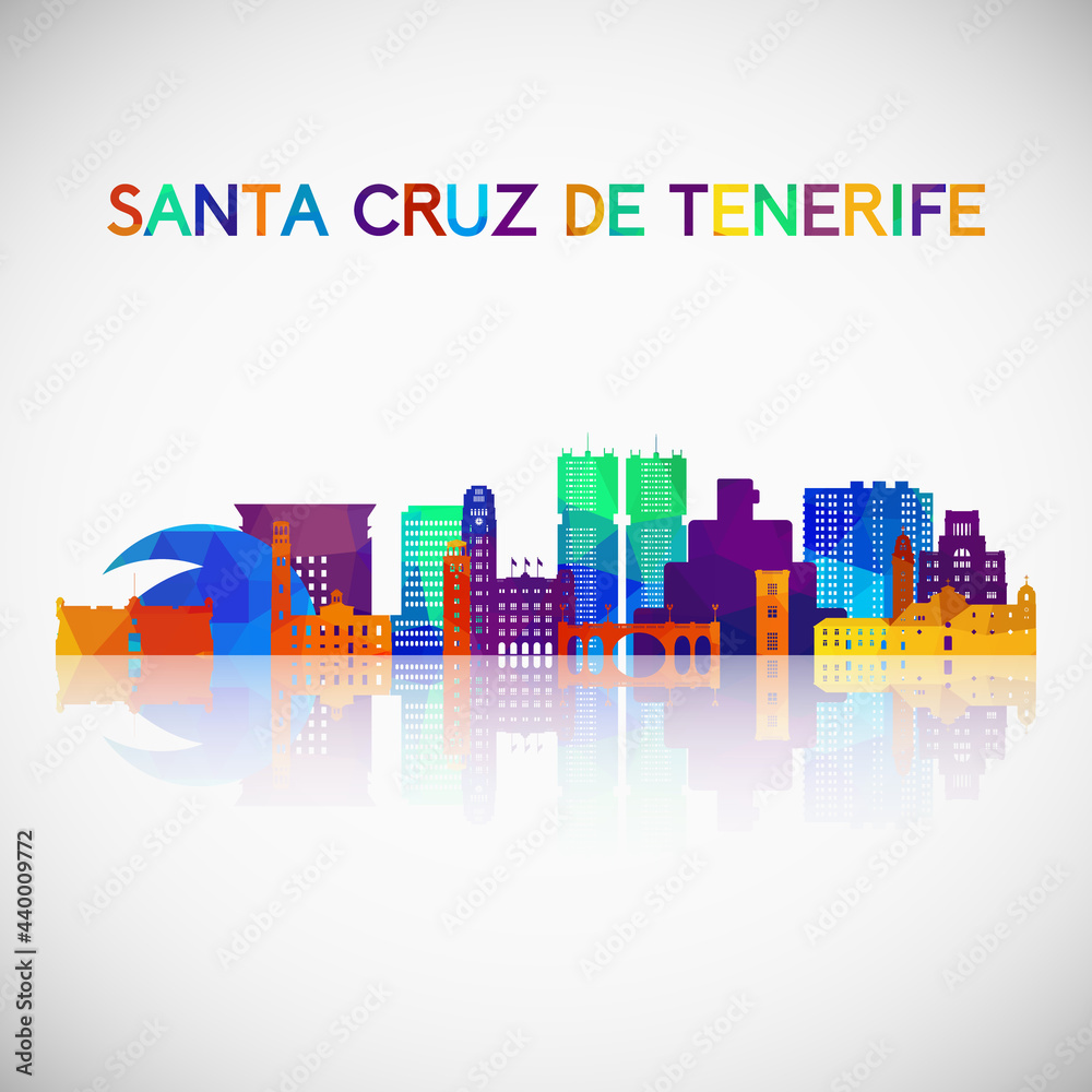Santa Cruz de Tenerife skyline silhouette in colorful geometric style. Symbol for your design. Vector illustration.
