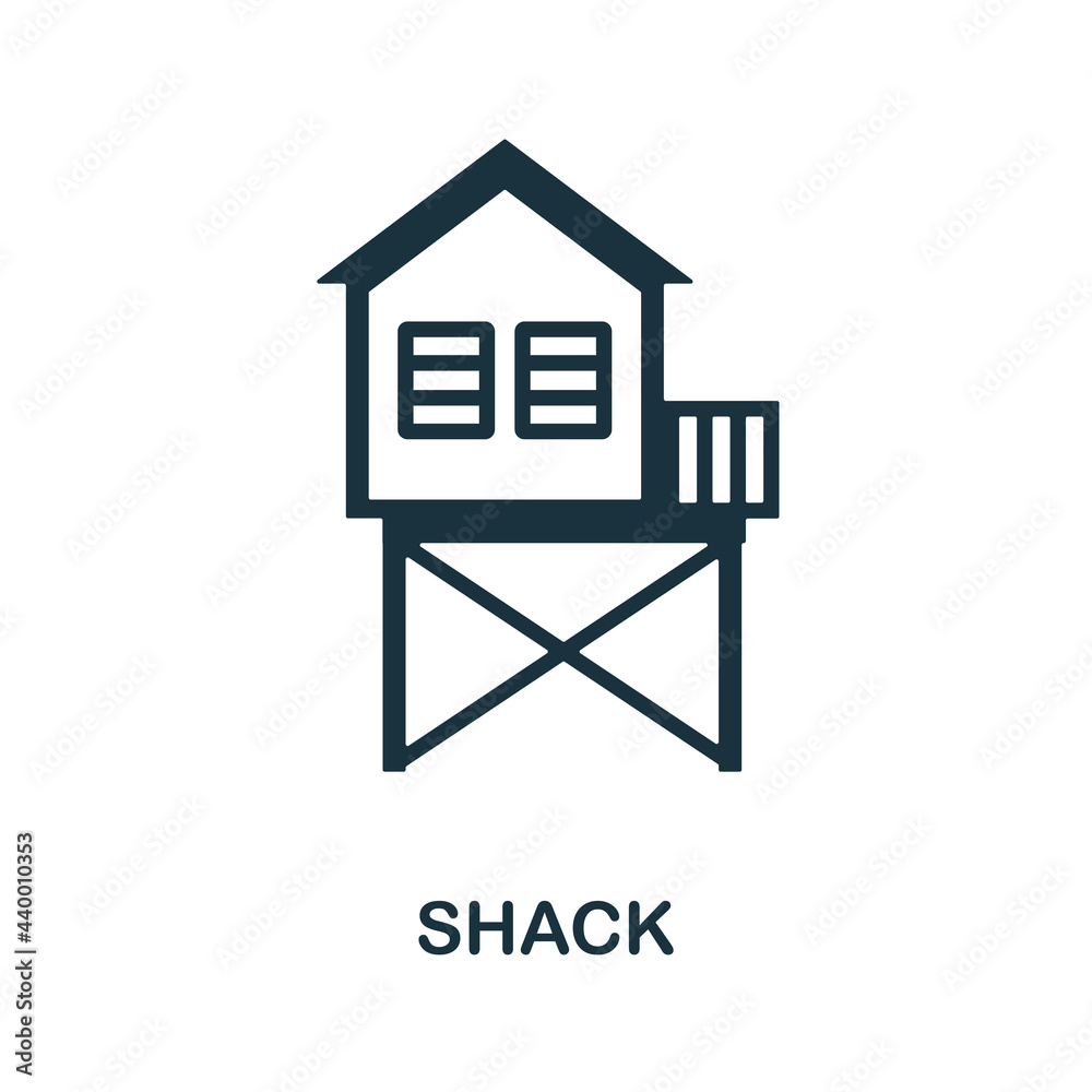 Shack flat icon. Colored filled simple Shack icon for templates, web design and infographics Shack flat icon. Colored filled simple Shack icon for templates, web design and infographics