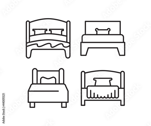 bed line icons set vector illustration