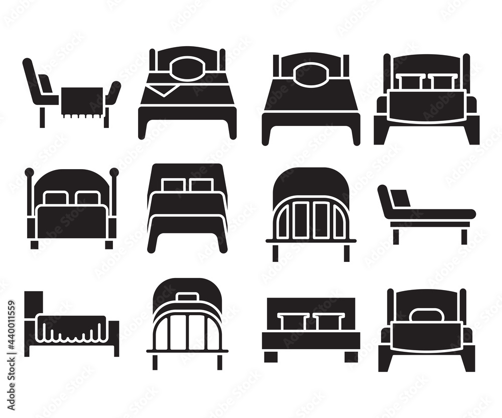 bed and mattress icons set vector