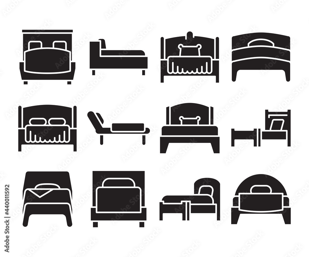 bed and mattress icons set vector bed and mattress icons set vector
