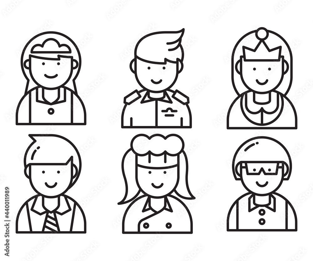 job and profession profile avatar vector set