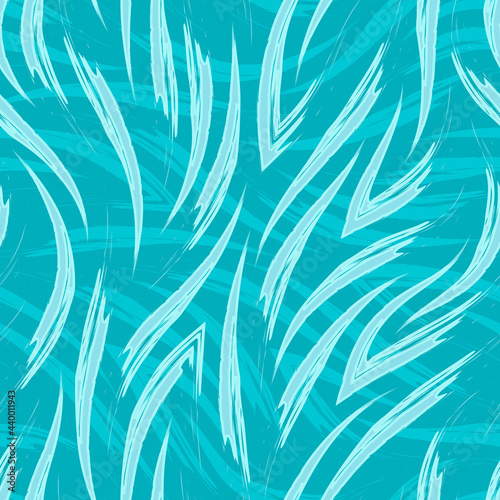 Fototapeta Naklejka Na Ścianę i Meble -  Turquoise waves or current vector seamless pattern. Sea or river waves texture..Vector seamless turquoise pattern of flowing lines and corners.