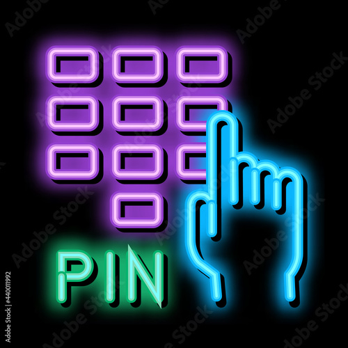 entre pin code neon light sign vector. Glowing bright icon entre pin code sign. transparent symbol illustration