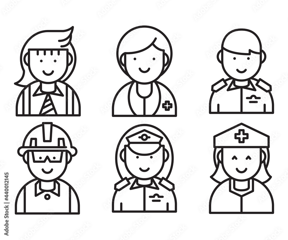 occupation and profession profile avatar vector set occupation and profession profile avatar vector set