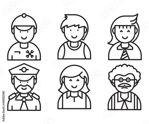 occupation and profession profile avatar vector set