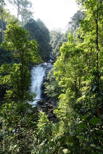 Waterfall in the rainforest. Thailand. Mountain waterfall. Tropical nature