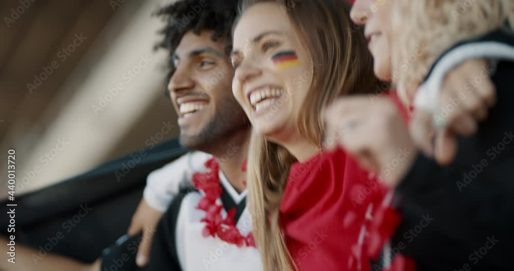 German soccer supporters jumping in fan zone