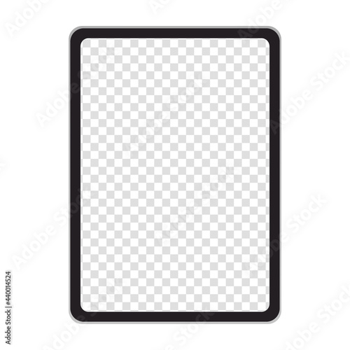 透明な黒いタブレットコンピューターのベクターイラスト(モックアップ、透明、空白)