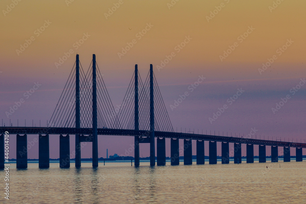 Malmo, Sweden The Oresund Bridge at sunset