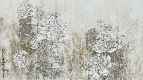 Fototapeta samoprzylepna artystyczne kwiaty na stylowej teksturze