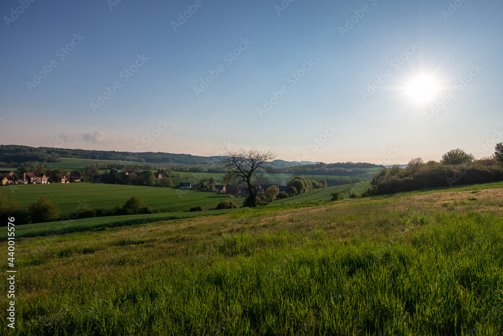 Country landscape in sunshine in Germany