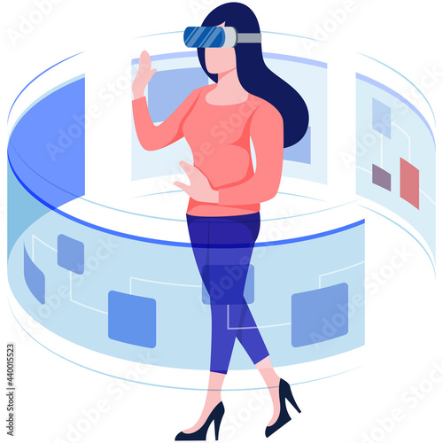 Female employee working using virtual reality