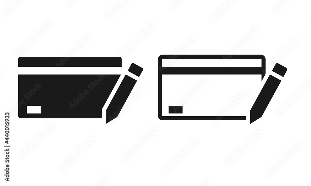 Edit credit cards, settings, updates, personal data or passwords. Credit card with pen tool. Illustration vector Edit credit cards, settings, updates, personal data or passwords. Credit card with pen tool. Illustration vector