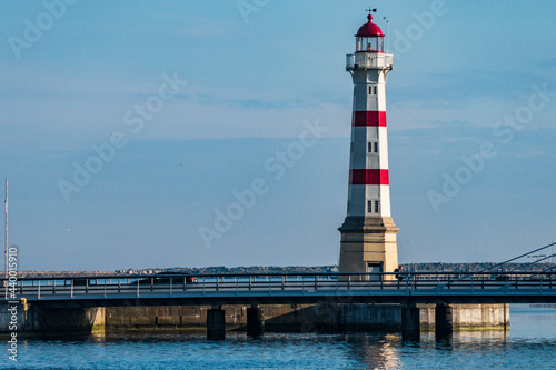 Malmo, Sweden June 12, 2021 A lighthouse and bike path in downtown. © Alexander