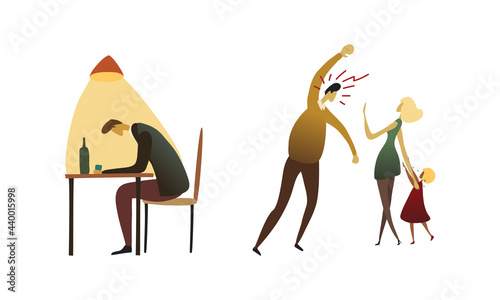 People Experiencing Negative Emotions Isolated on White Background Vector Set