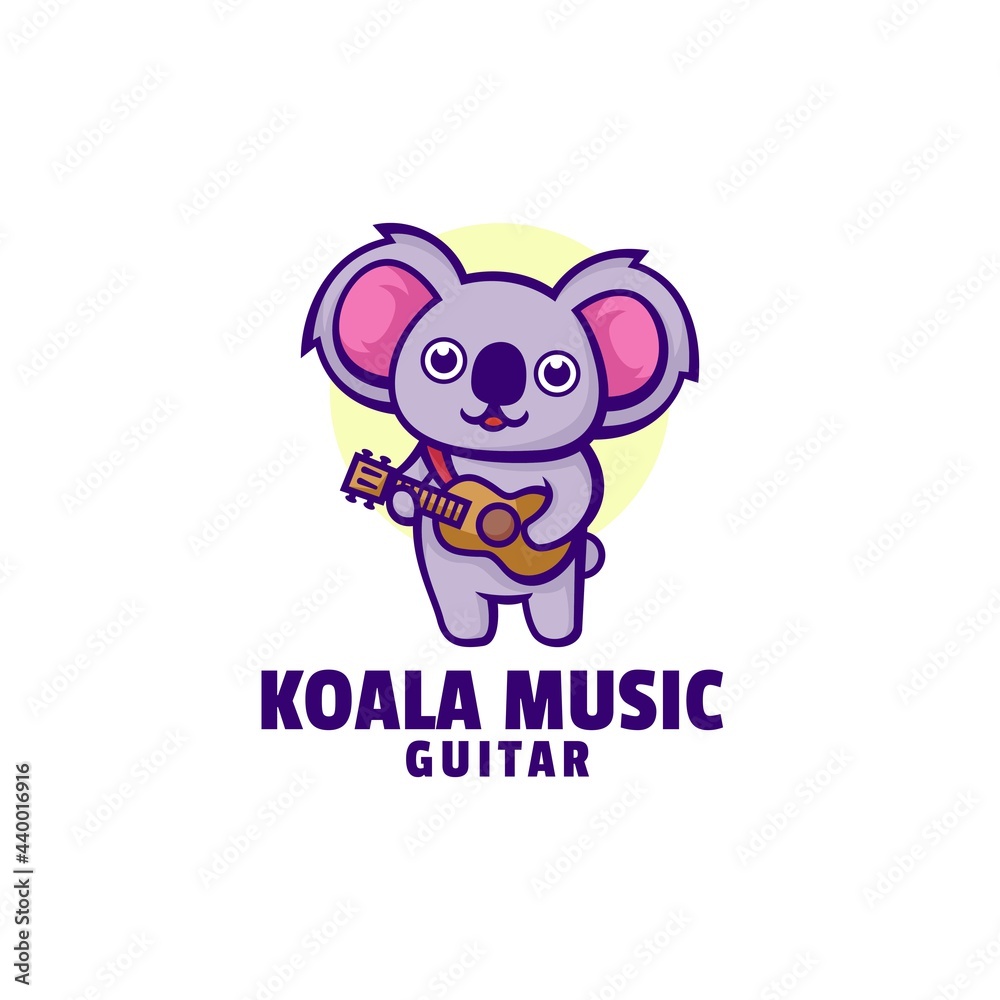 Vector Logo Illustration Koala Music Mascot Cartoon Style. Vector Logo Illustration Koala Music Mascot Cartoon Style.
