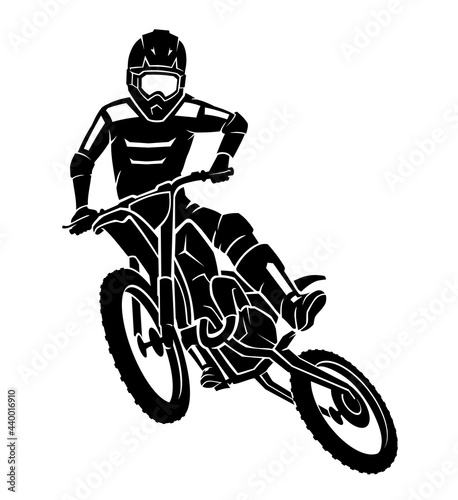 Motocross Dirt Bike, Mid Air, Front View Illustration