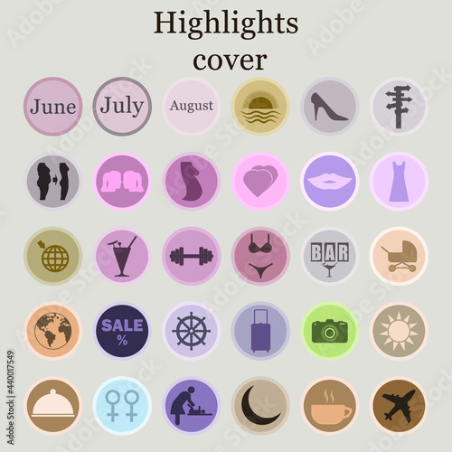 Instagram Highlights cover icons. Vector illustration