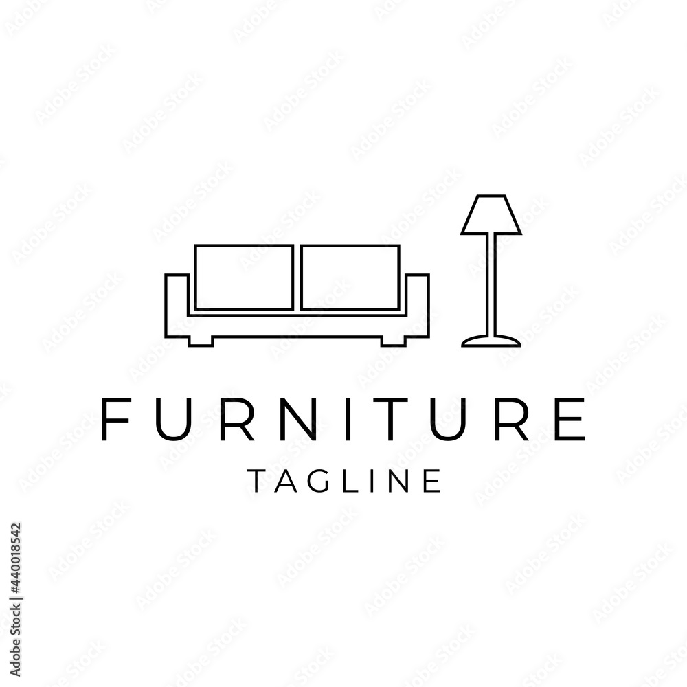 furniture interior logo line art vector icon illustration design