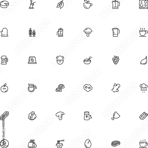 icon vector icon set such as: takeaway, stove, box, interface, round, linear, view, leg, garlic, clip, roast, candy, seed, asparagus, noodle, pod, retro, hour, pasta, fruity, spare, decaf, burn