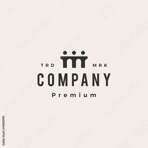 people bridge family team work hipster vintage logo vector icon illustration