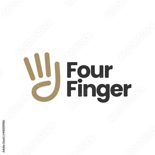 four finger hand gesture logo vector icon illustration