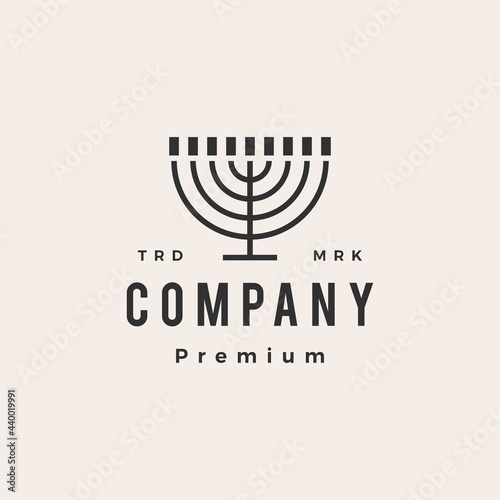 enorah hanukkah candle jews judaism hipster vintage logo vector icon illustration