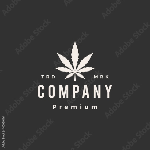 cannabis leaf hipster vintage logo vector icon illustration