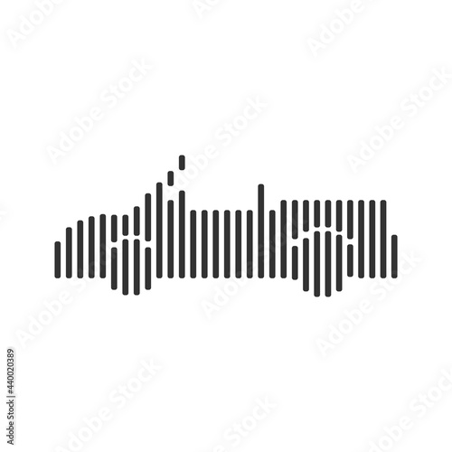 Convertible car black barcode line icon vector on white background.
