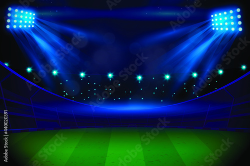 Football Sports Stadium Vector with Spotlights Glow Stadium Abstract Background © ThemePeek
