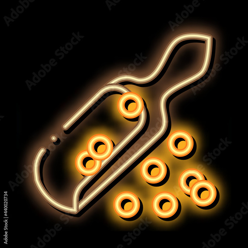 soy beans scapula neon light sign vector. Glowing bright icon soy beans scapula sign. transparent symbol illustration