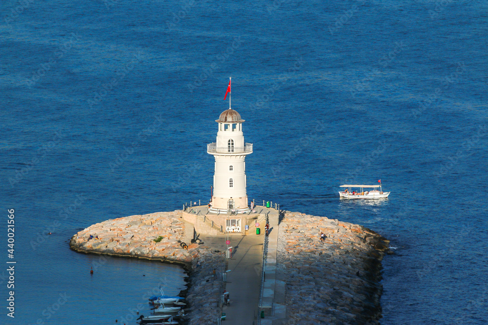Lighthouse in Alanya port, Turkey. 
