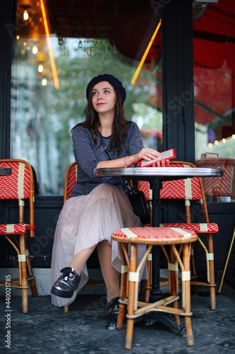 Photography Beautiful girl walking in romantic paris