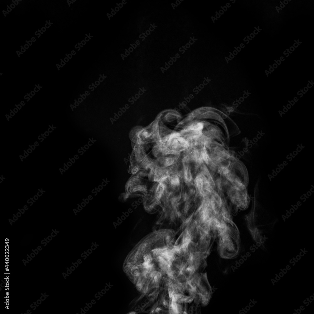 Curly white steam, Fog or smoke isolated transparent special effect on black background. Abstract mist or smog Curly white steam, Fog or smoke isolated transparent special effect on black background. Abstract mist or smog