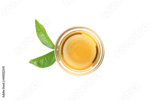 Homemade apple vinegar isolated on white background