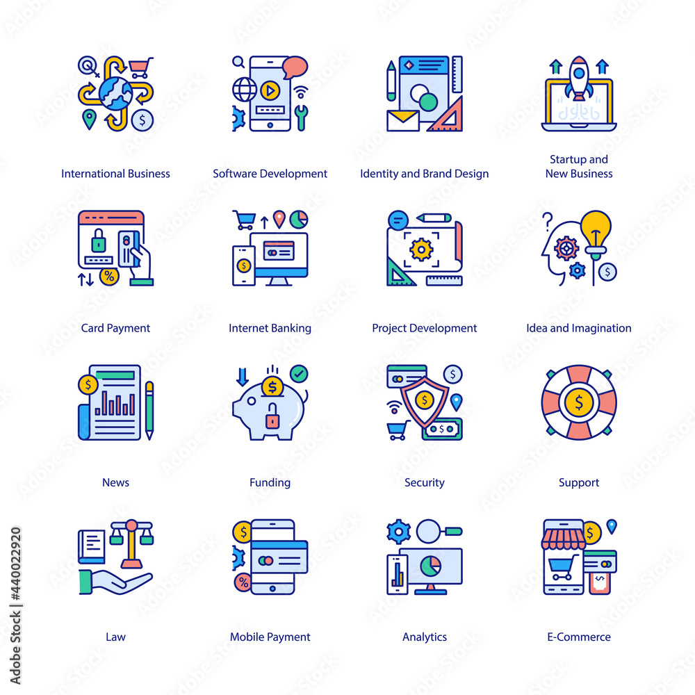 E-Commerce Filled Icons - Stroked, Vectors