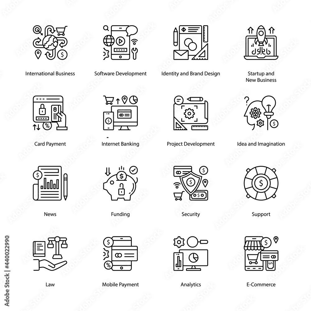 Fototapeta premium E-Commerce Outline Icons - Stroked, Vectors