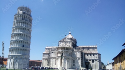 The Leaning Tower of Pisa or simply the Tower of Pisa is the campanile, or freestanding bell tower, of the cathedral of the Italian city of Pisa, known worldwide for its nearly four-degree lean, the r