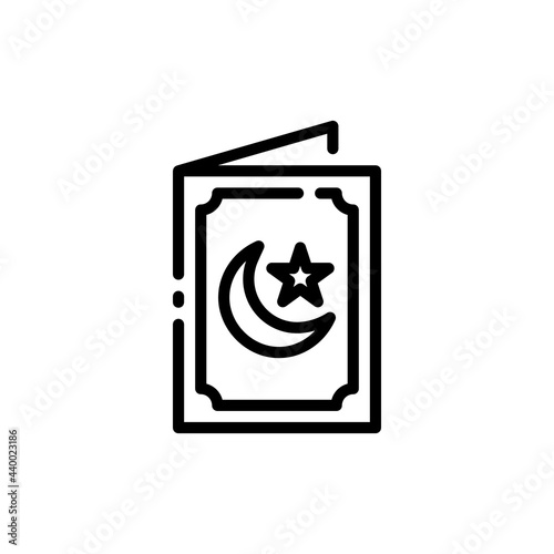 Ramadan Invitation card Vector Icon in Outline Style. Greeting card with a crescent moon and star. Happy Ramadan and Eid. Vector illustration icons can be used for apps, websites, or part of a logo.