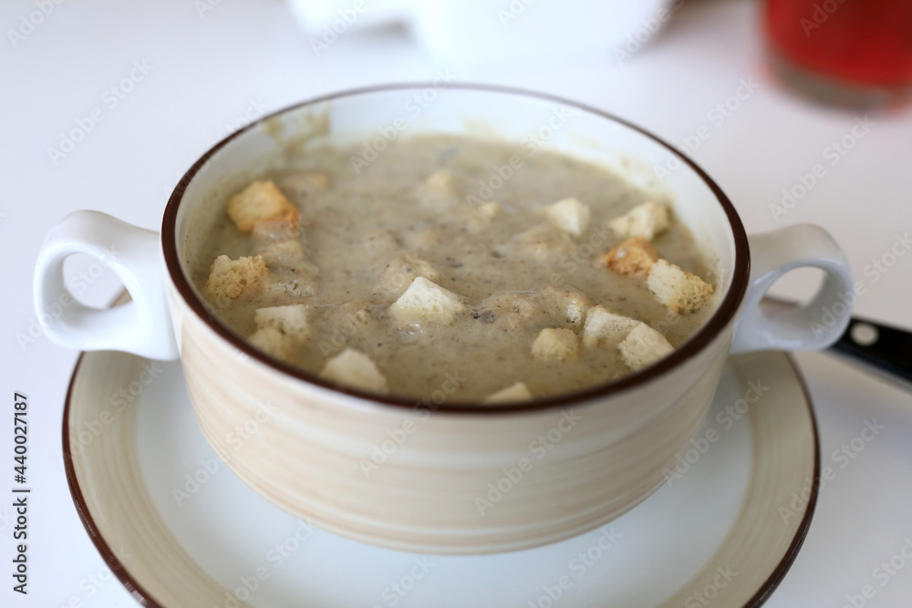 Mushroom soup with croutons Mushroom soup with croutons