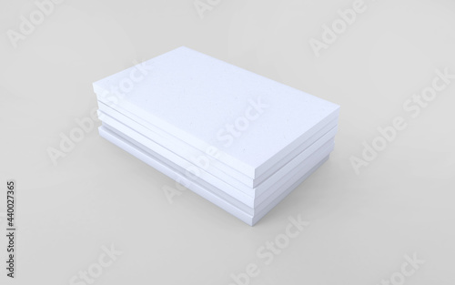 Stack of extruded polystyrene foam insulation material boards isolated on white background. 3d rendering