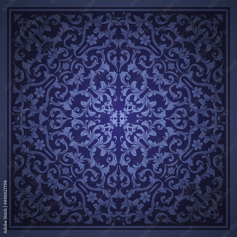 Elegant scarf with an openwork print in blue tones.